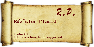 Rösler Placid névjegykártya